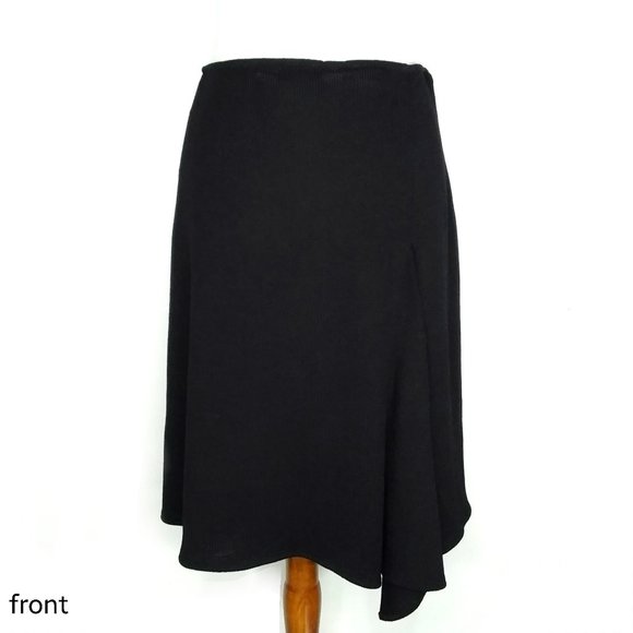 St. John Evening Santana Knit Asymmetrical Flare Skirt in Black